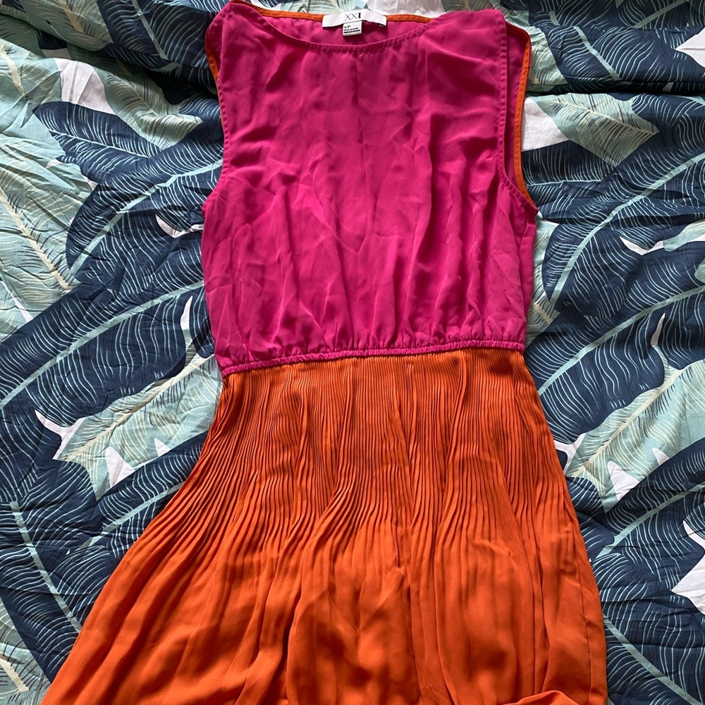 Color block pink and orange dress